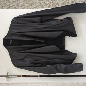 Theory Black leather draped jacket
